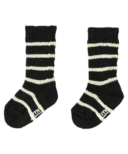 Rib Slab Striped Socks