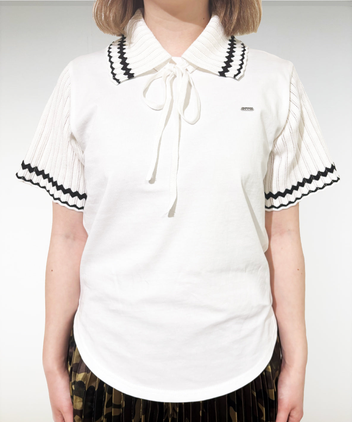 Smooth Cotton Jersey and Knit Collar Tee