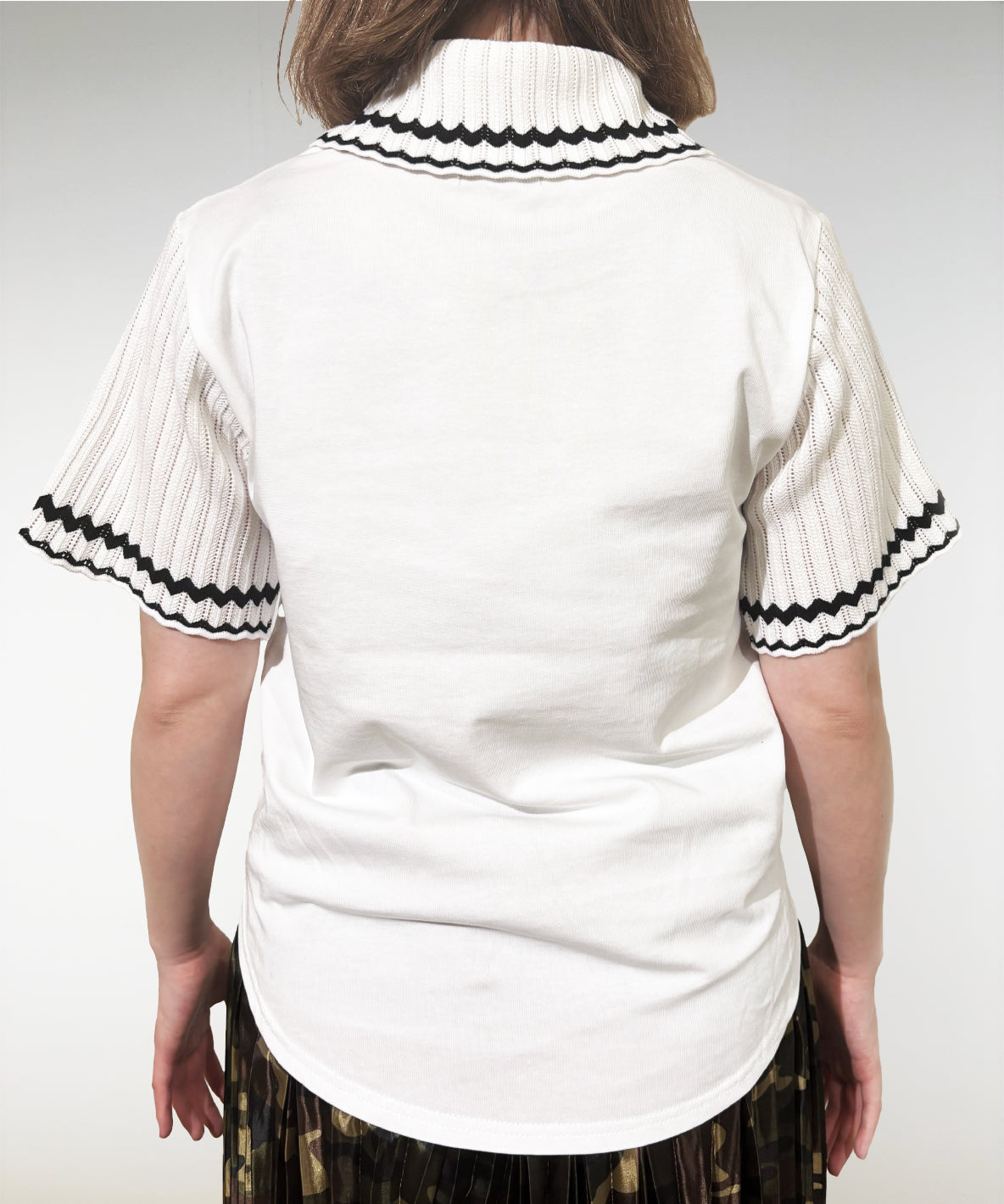 Smooth Cotton Jersey and Knit Collar Tee