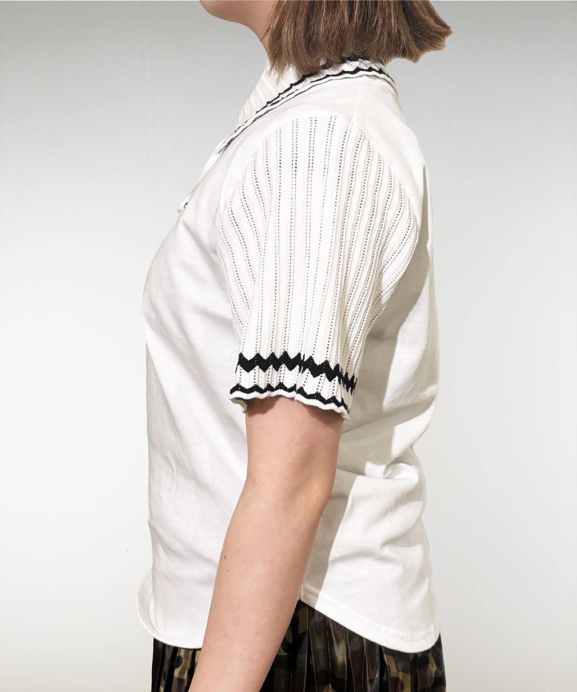 Smooth Cotton Jersey and Knit Collar Tee