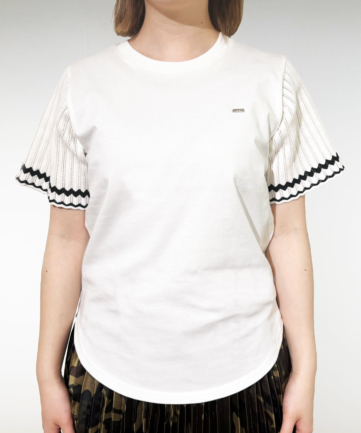 Smooth Cotton Jersey and Knit Collar Tee