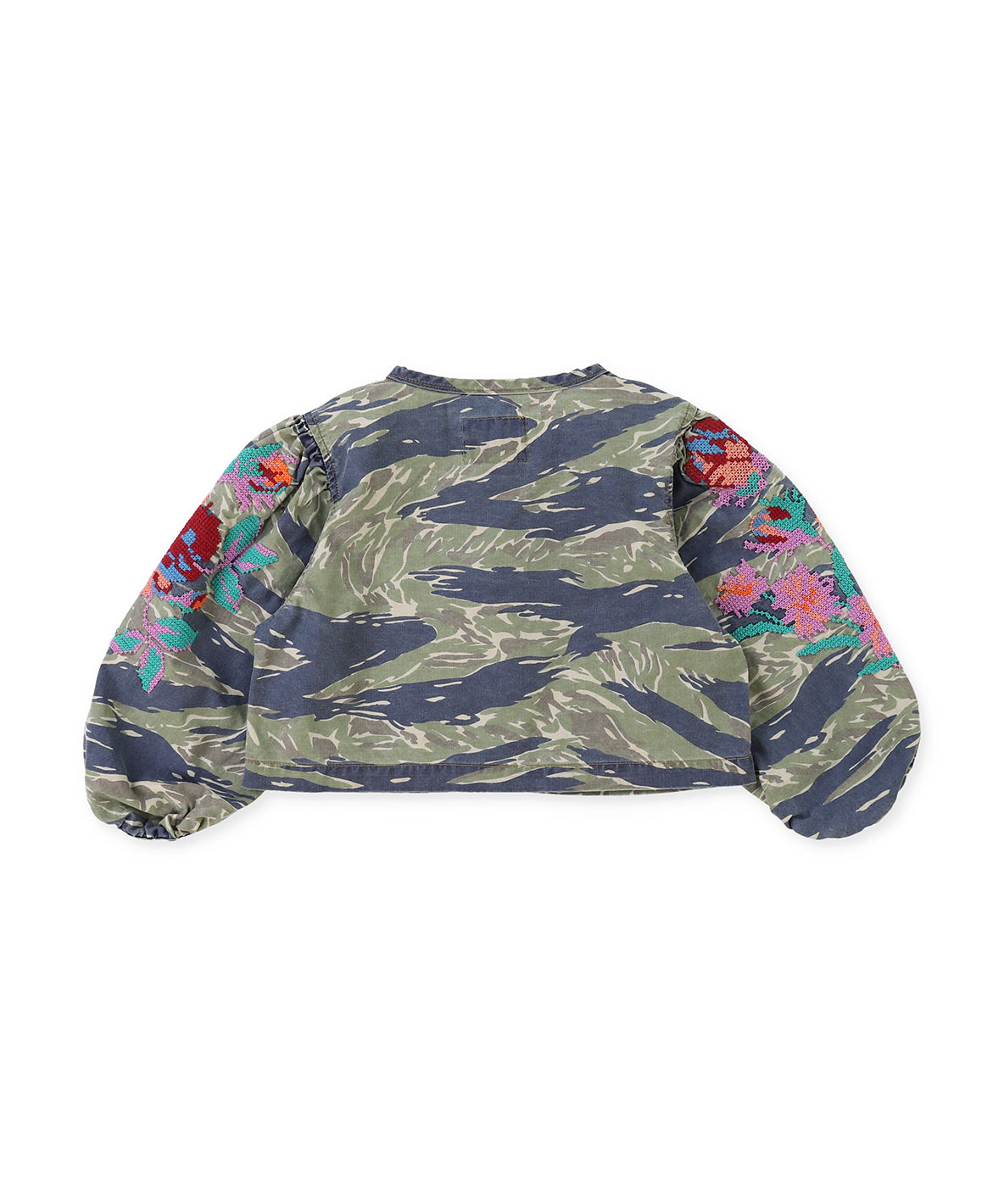 Camouflage Print Puff Sleeves Jacket
