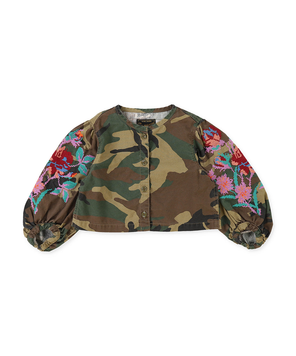 Camouflage Print Puff Sleeves Jacket