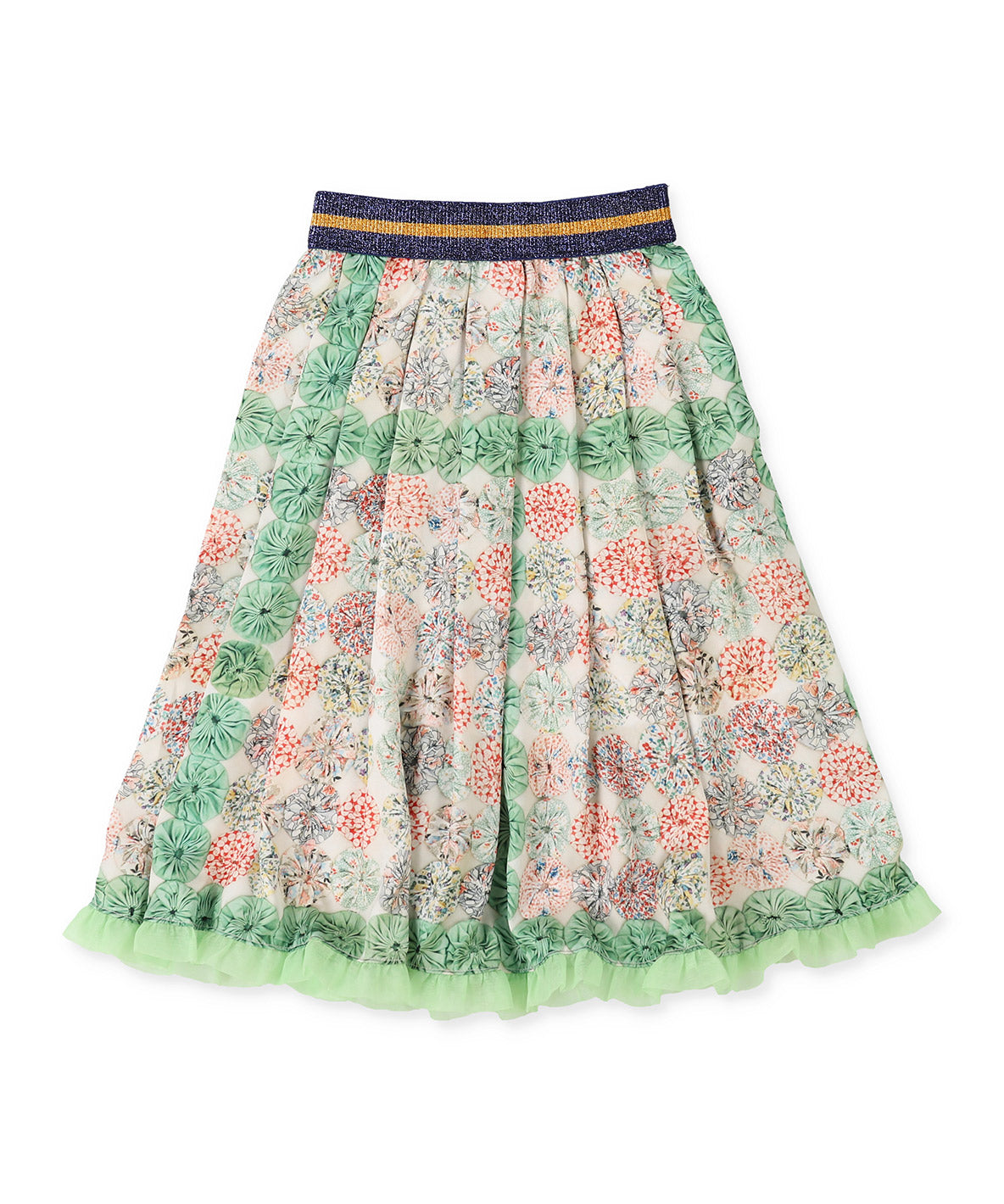 Antique Yo-yo Print Skirt