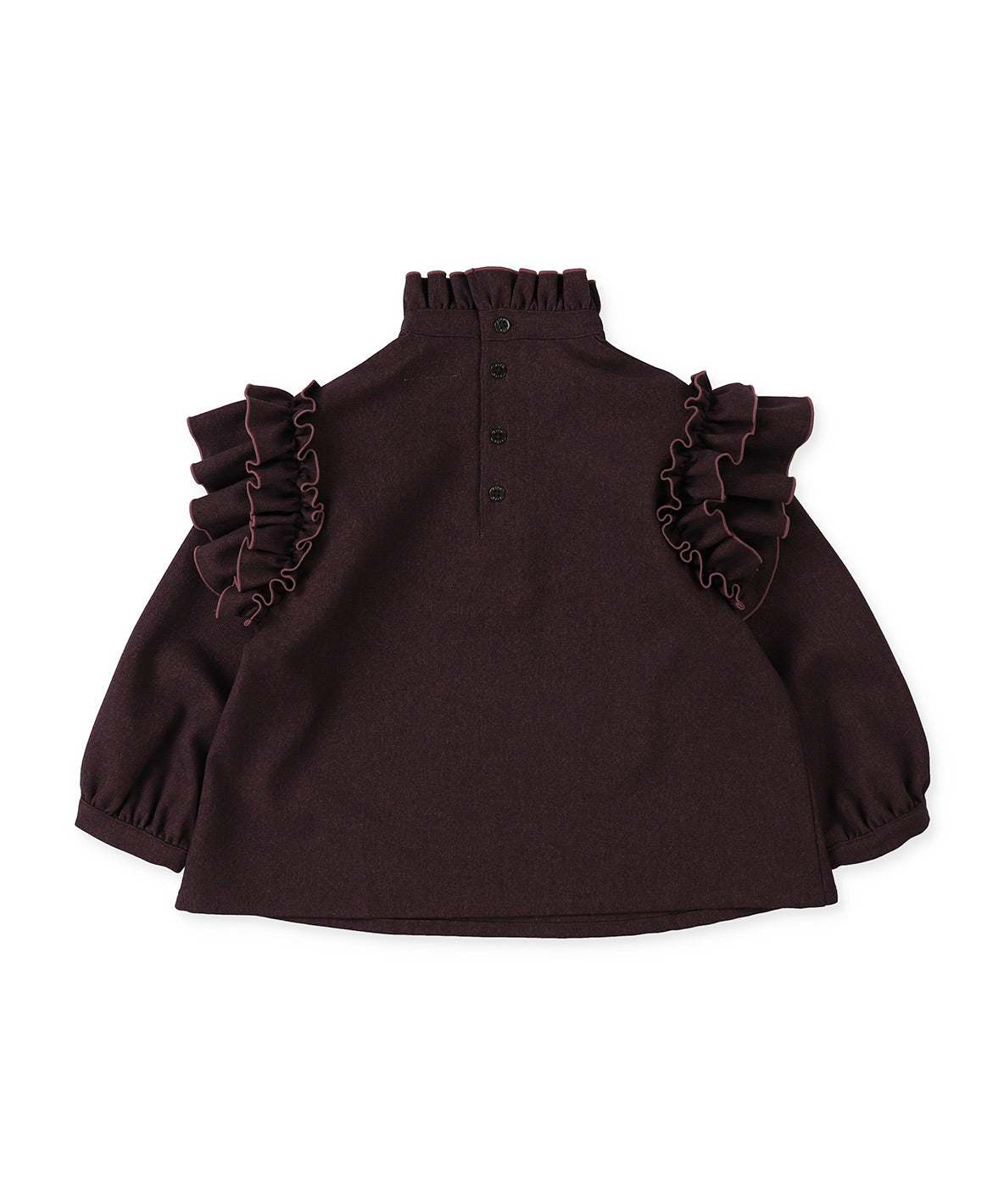 Mottled Serge Stretch Ruffled Blouse