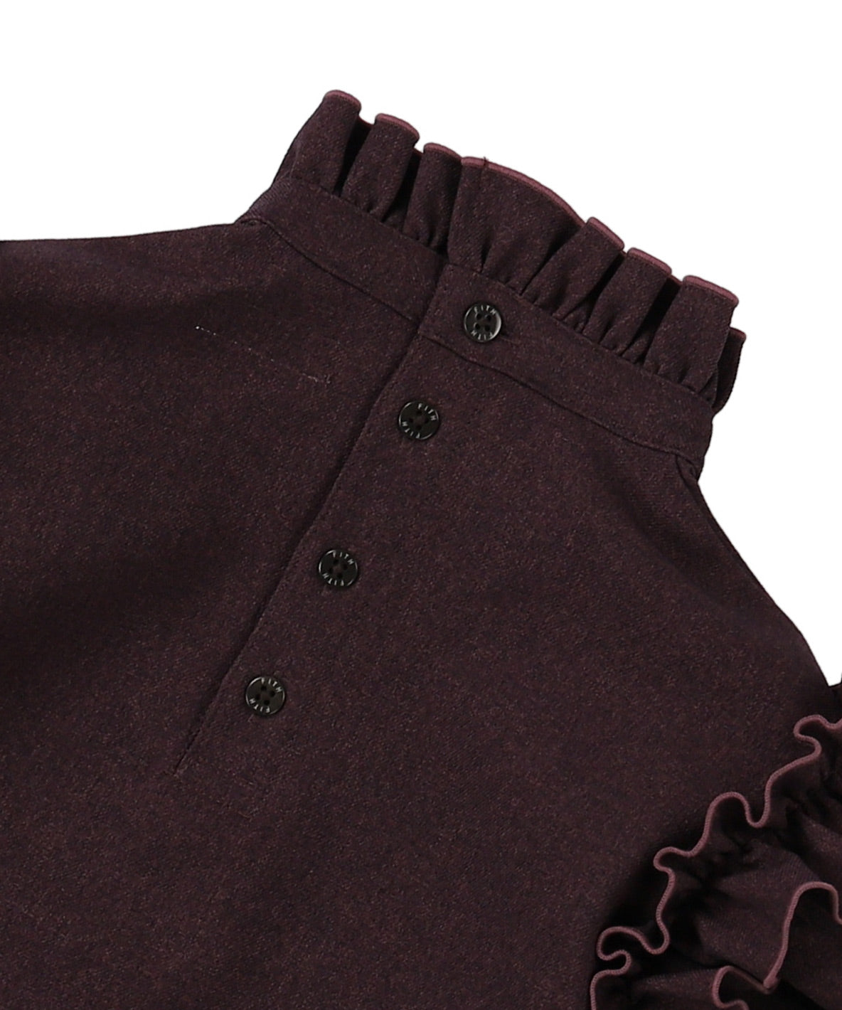 Mottled Serge Stretch Ruffled Blouse