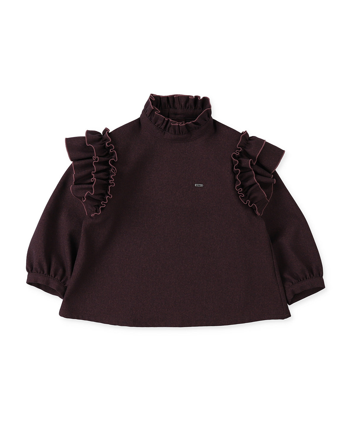 Mottled Serge Stretch Ruffled Blouse