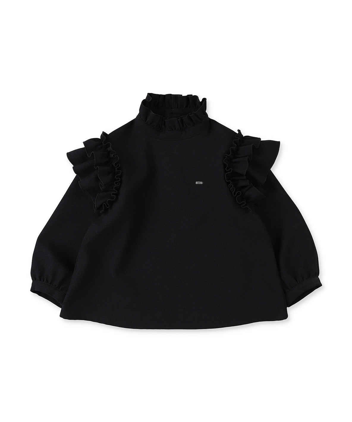Mottled Serge Stretch Ruffled Blouse