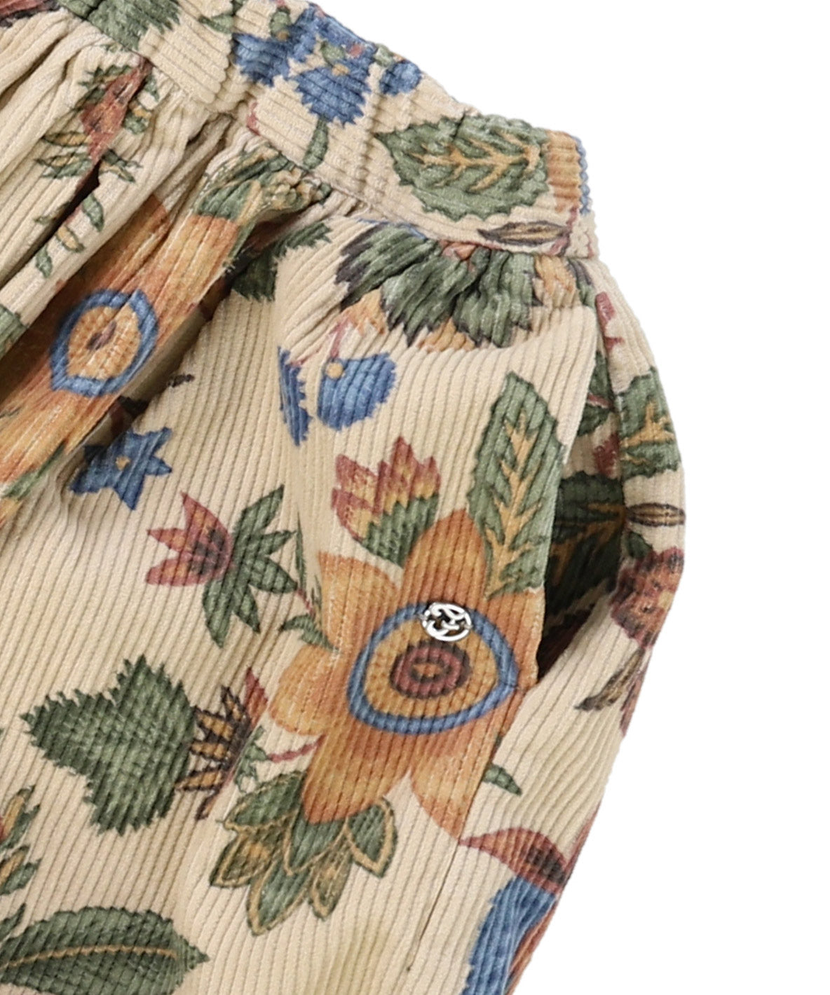 Botanical Print Corduroy Skirt