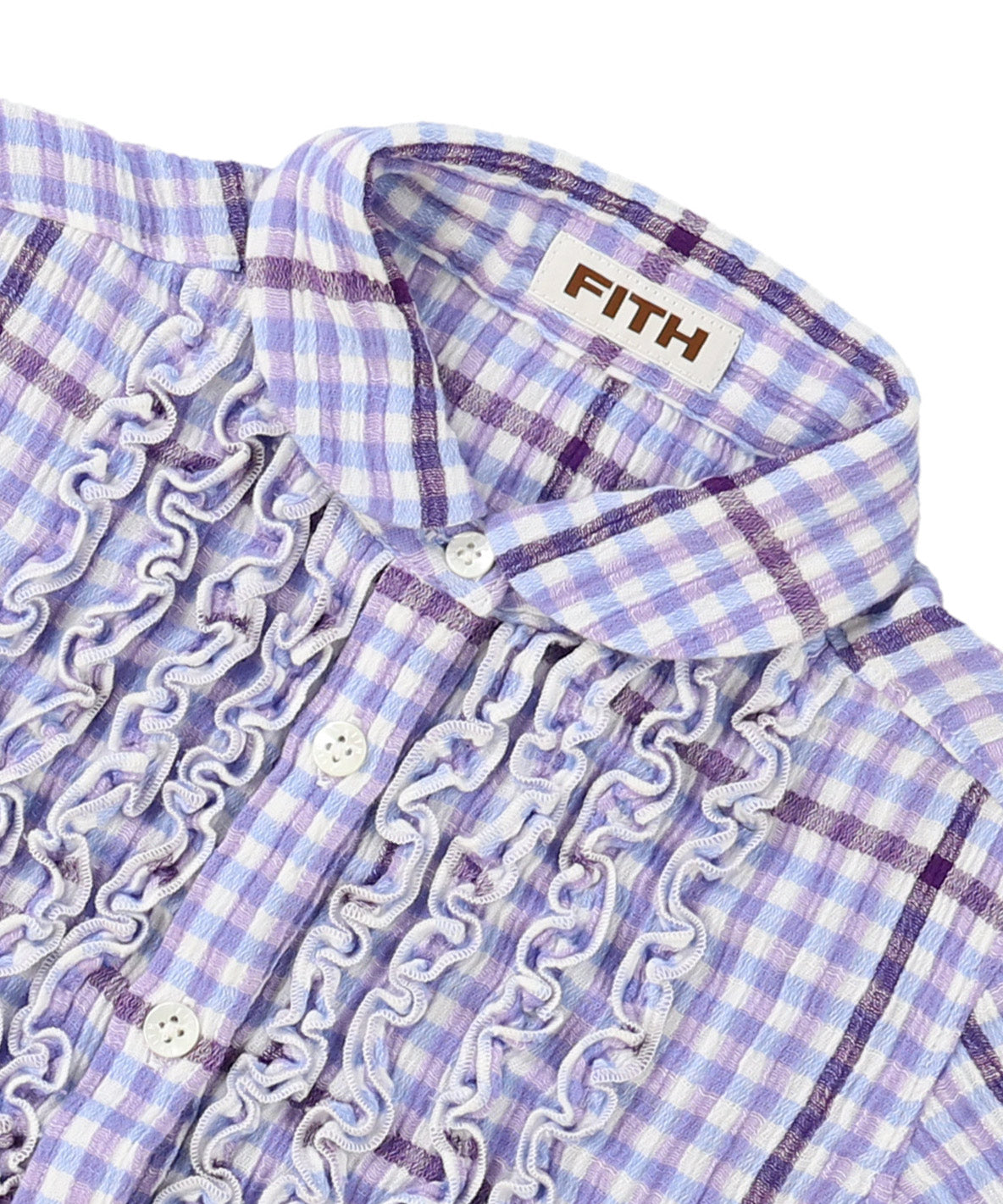 Frill Gingham Plaid Shirt