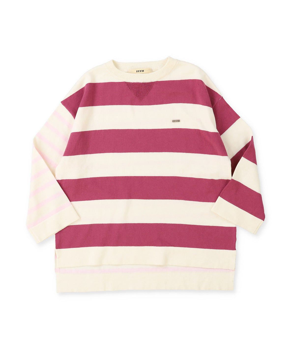 Cotton Knit Striped Long Sleeve Tee