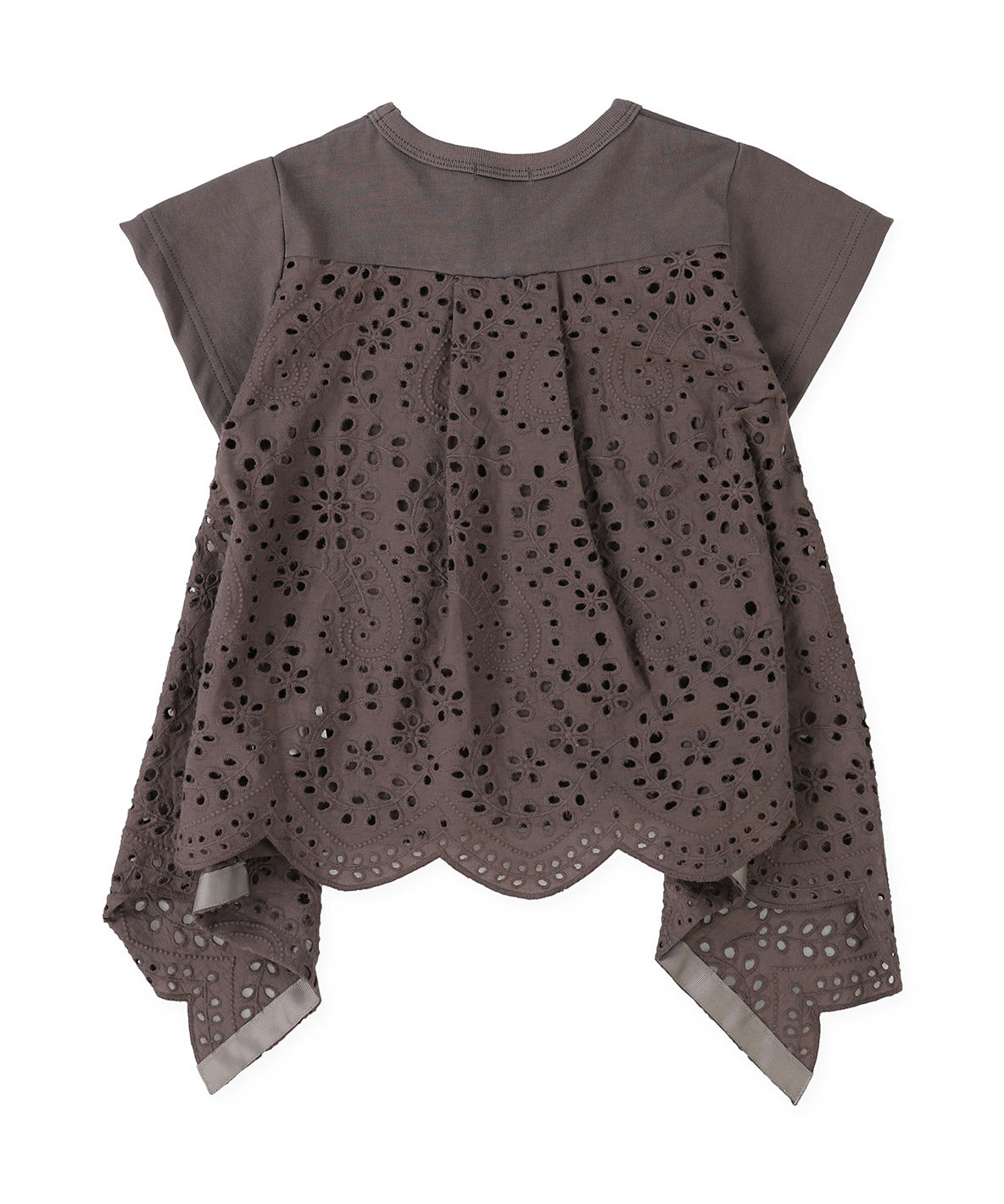 Smooth Cotton Jersey and Cutwork Lace Tee