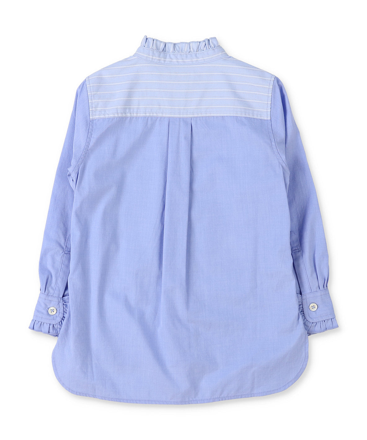 Poplin Striped Ruffle Blouse