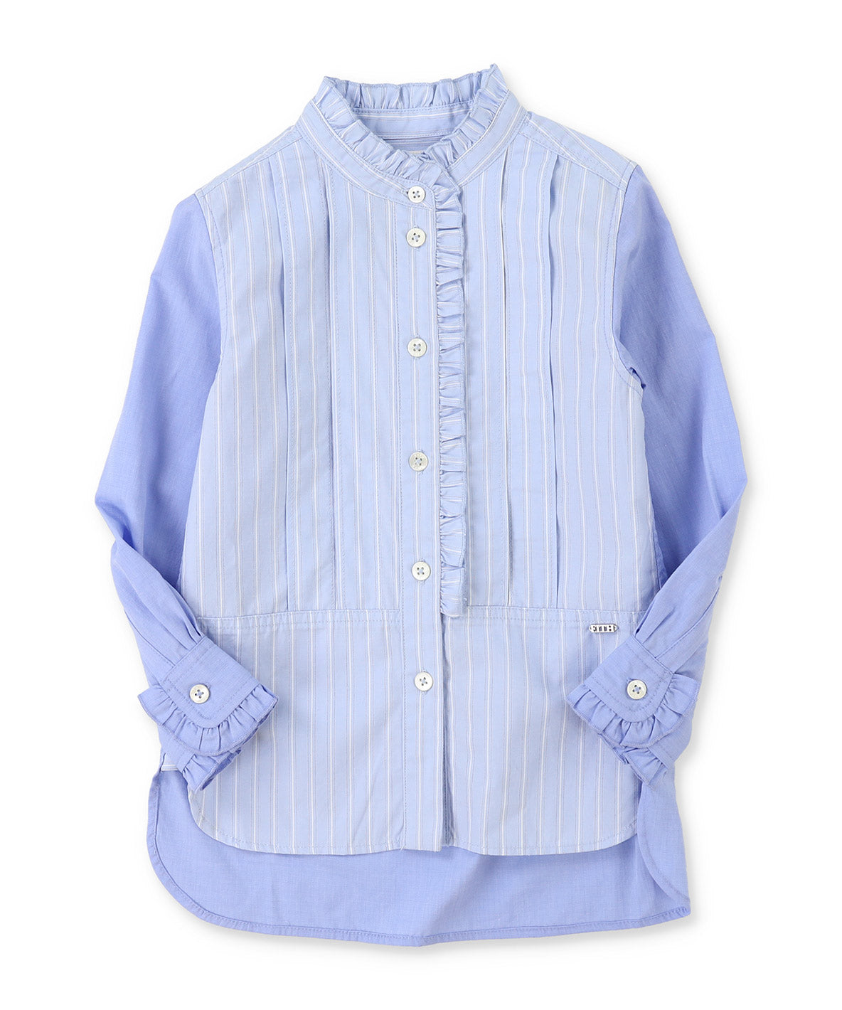 Poplin Striped Ruffle Blouse