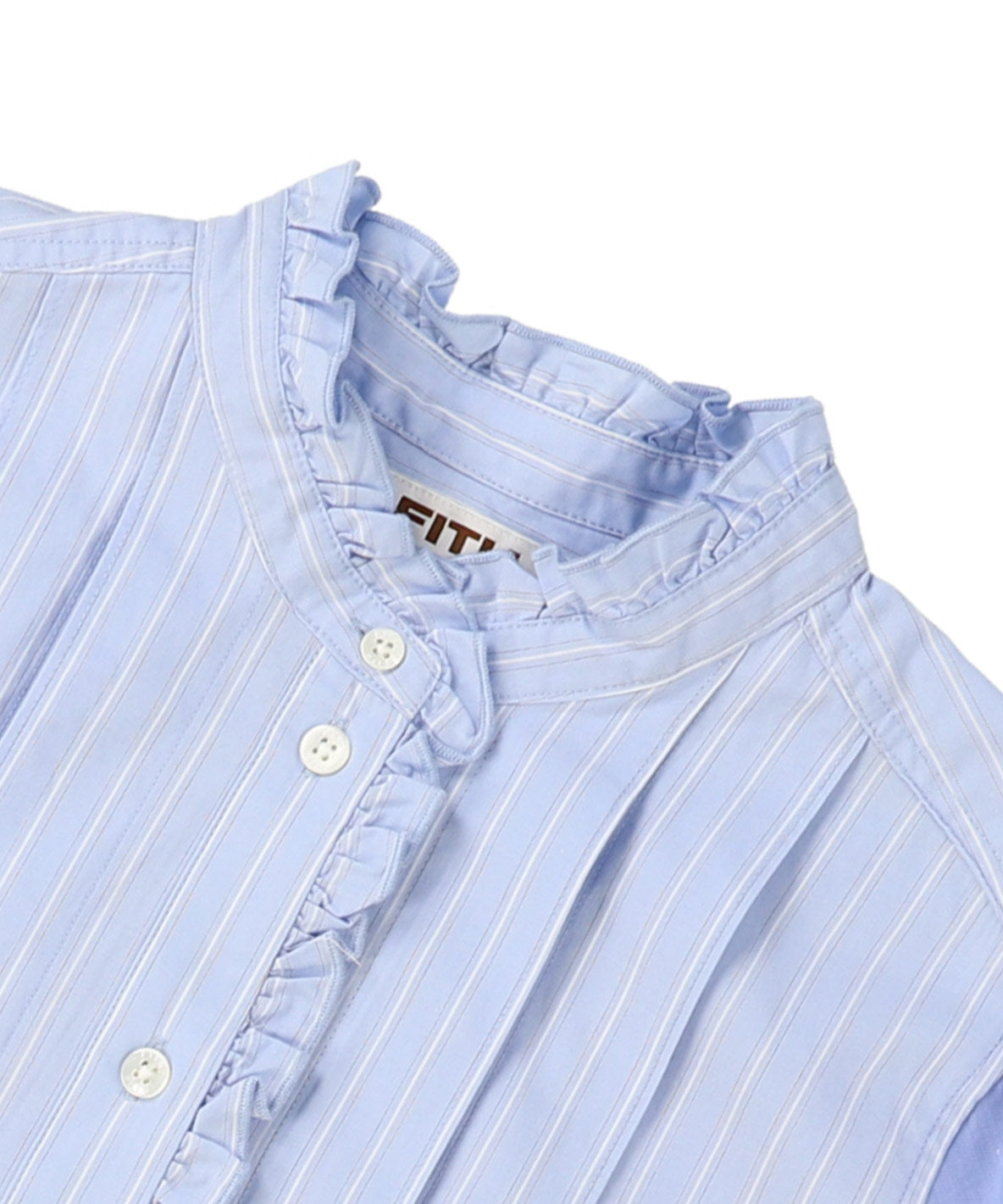 Poplin Striped Ruffle Blouse(LADIES)