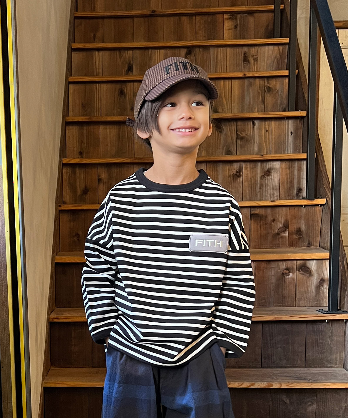 Striped Patch Long Sleeve Tee