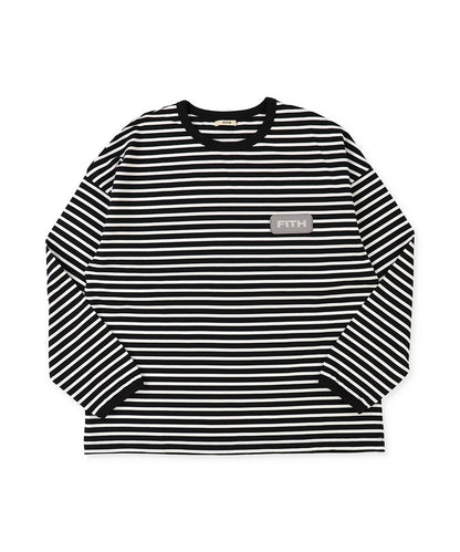 Striped Patch Long Sleeve Tee(LADIES)