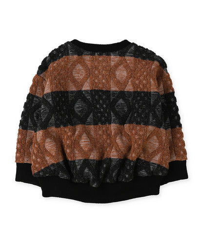 Striped Rope-knitting Pullover