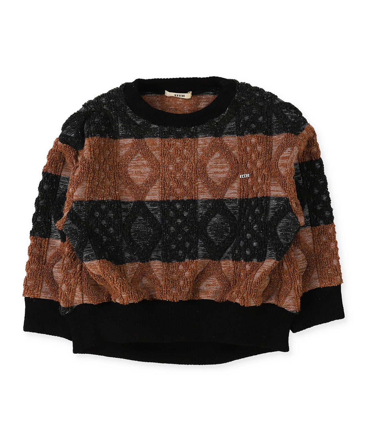 Striped Rope-knitting Pullover