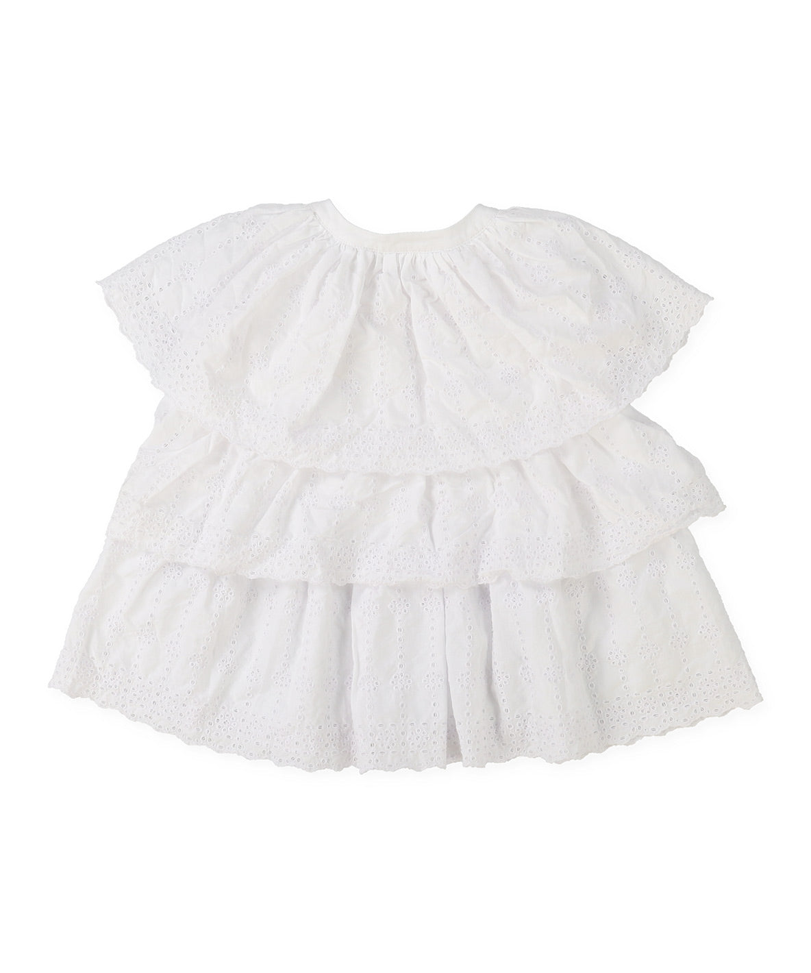 Scallopped Lace Tiered Blouse