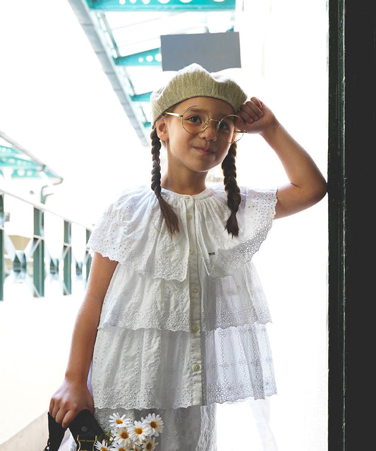 Scallopped Lace Tiered Blouse