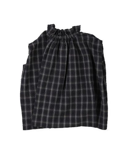 Airy Cotton Seersucker Gathered Pullover