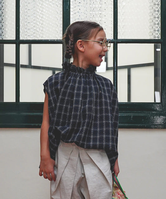 Airy Cotton Seersucker Gathered Pullover