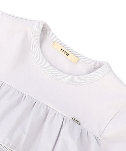 Cotton Jersey and Cloth Tiered Long Sleeve Tee