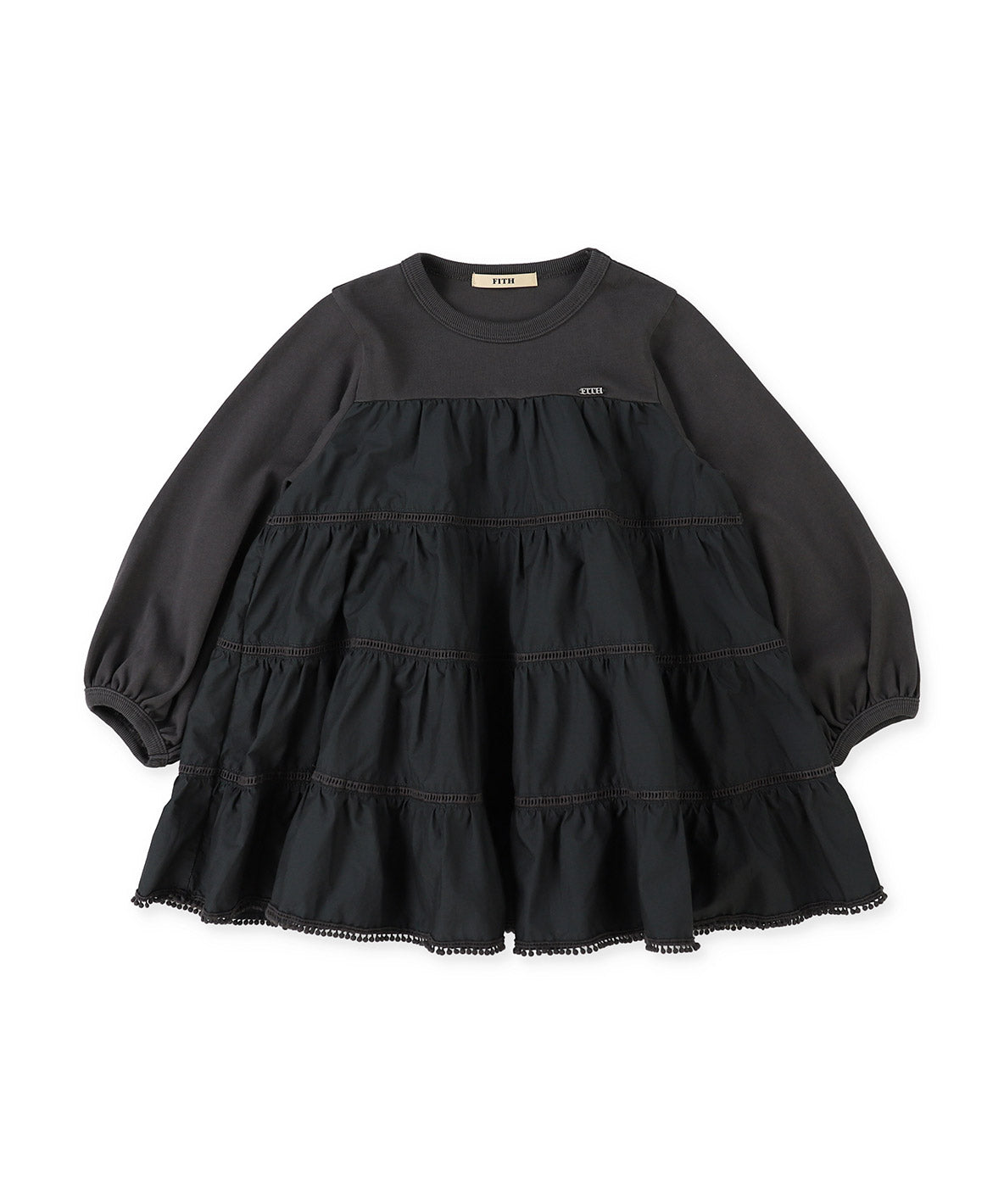 Cotton Jersey and Cloth Tiered Long Sleeve Tee