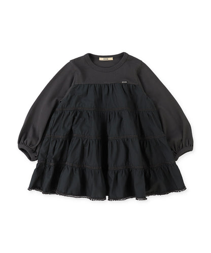 Cotton Jersey and Cloth Tiered Long Sleeve Tee