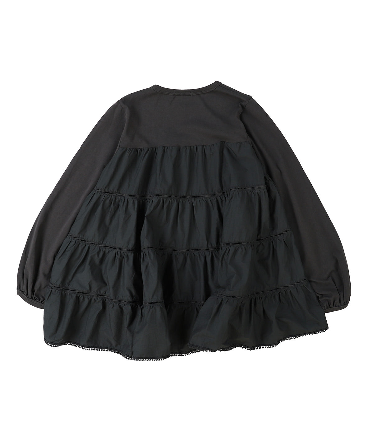 Cotton Jersey and Cloth Tiered Long Sleeve Tee(LADIES)