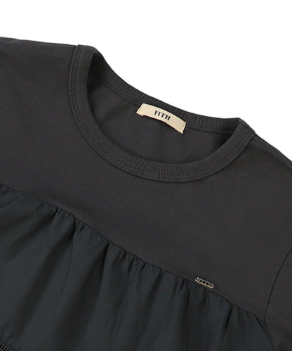 Cotton Jersey and Cloth Tiered Long Sleeve Tee(LADIES)