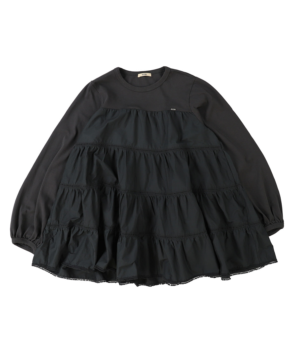 Cotton Jersey and Cloth Tiered Long Sleeve Tee(LADIES)