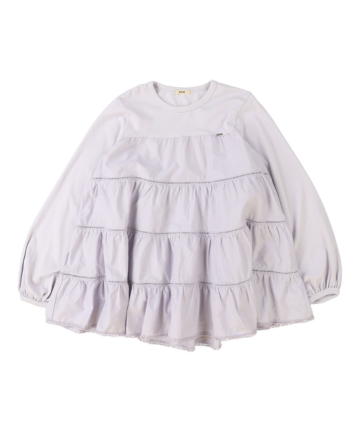 Cotton Jersey and Cloth Tiered Long Sleeve Tee(LADIES)