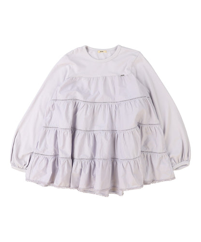 Cotton Jersey and Cloth Tiered Long Sleeve Tee(LADIES)
