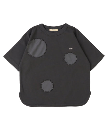 Smooth Cotton Jersey Dot Elbow-length Sleeve Tee