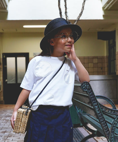 Smooth Cotton Jersey Dot Elbow-length Sleeve Tee