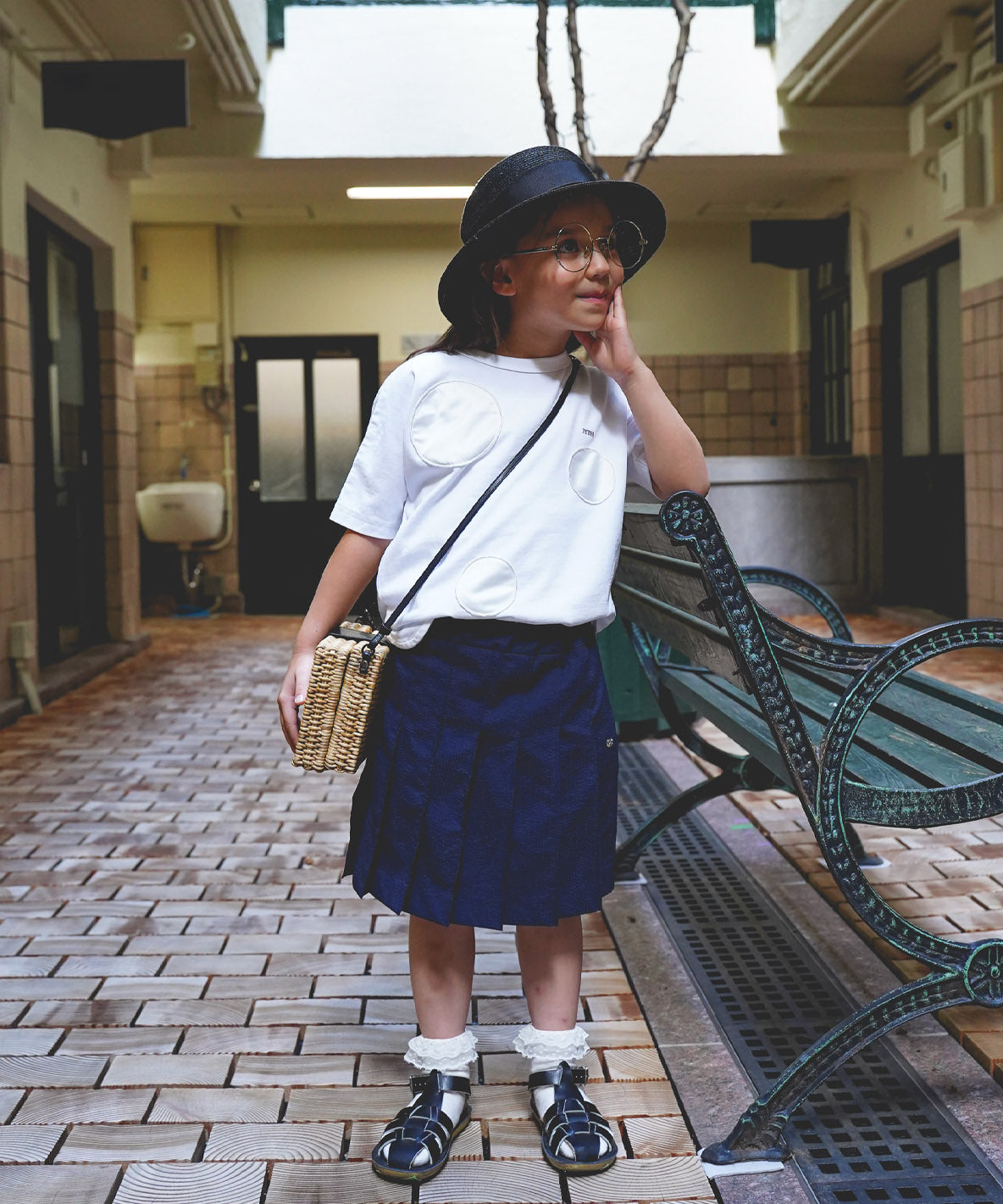 Smooth Cotton Jersey Dot Elbow-length Sleeve Tee