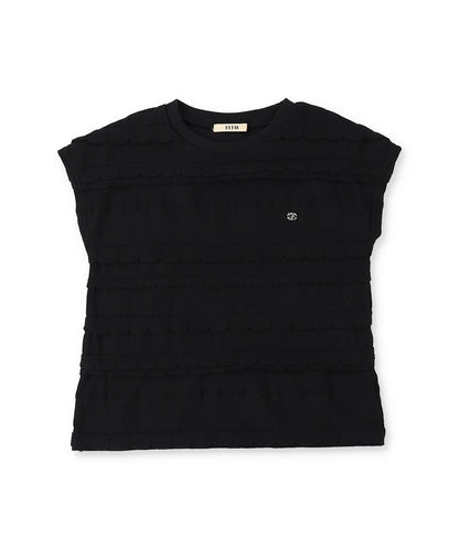Scalloped Jacquard French-sleeve Tee