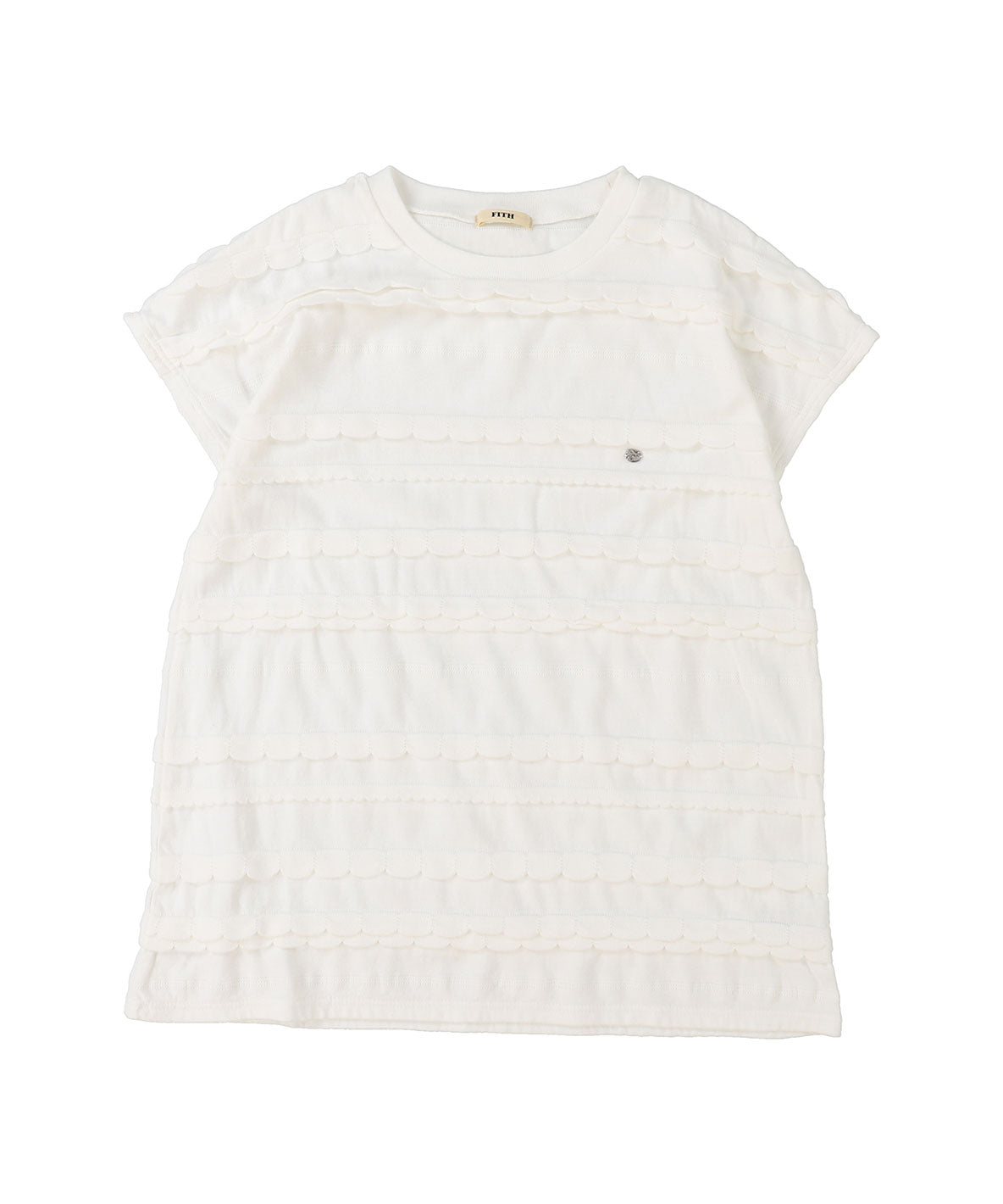 Scalloped Jacquard French-sleeve Tee(LADIES)