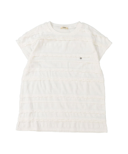 Scalloped Jacquard French-sleeve Tee(LADIES)