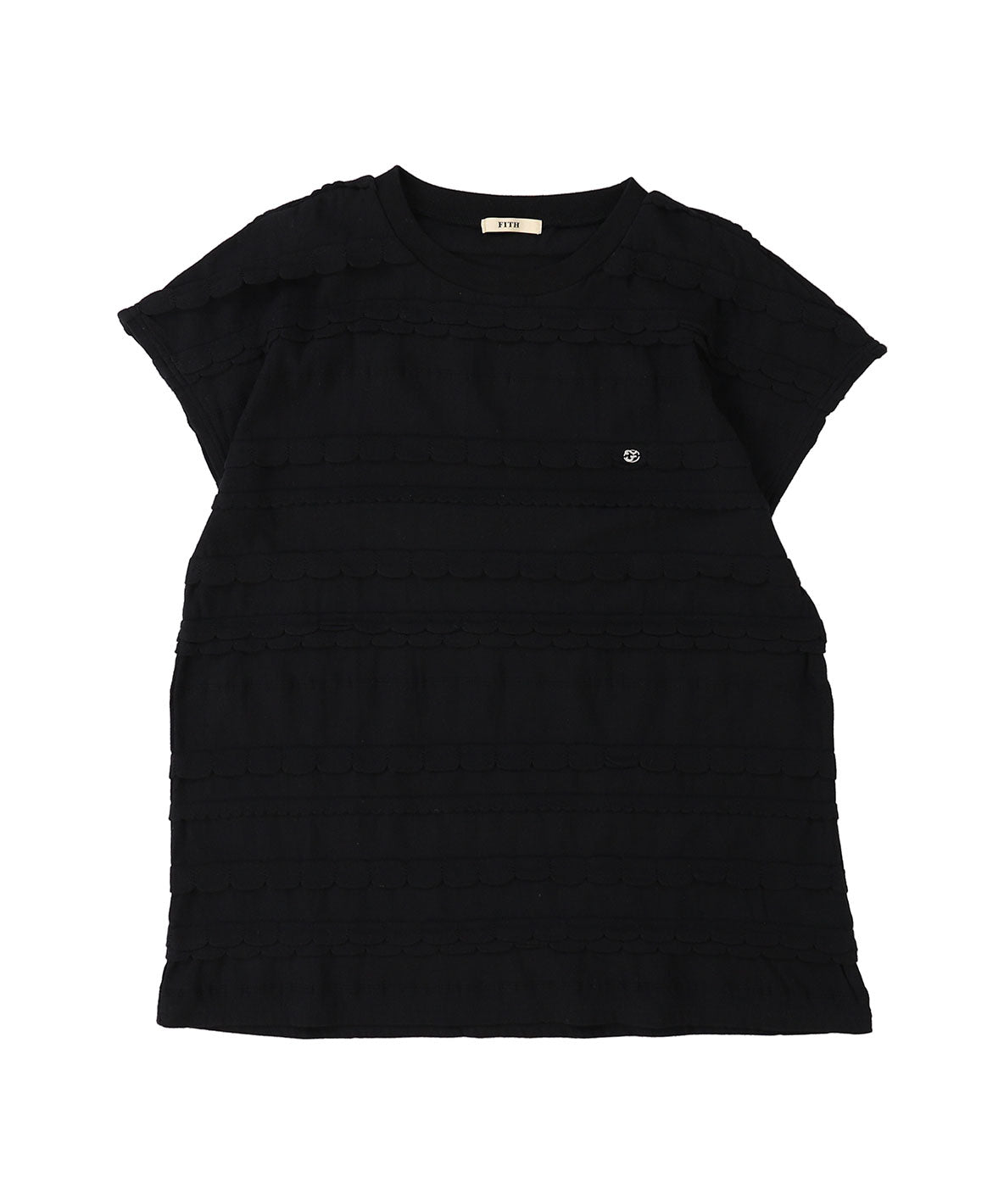 Scalloped Jacquard French-sleeve Tee(LADIES)