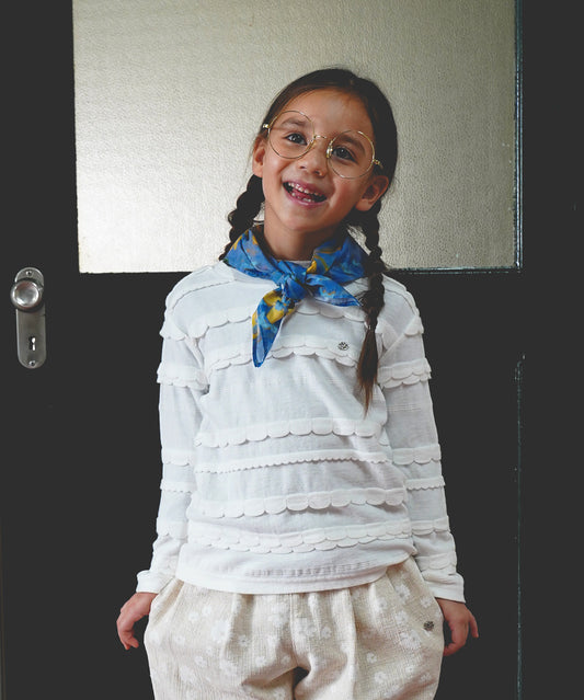 Scalloped Jacquard Long Sleeve Tee