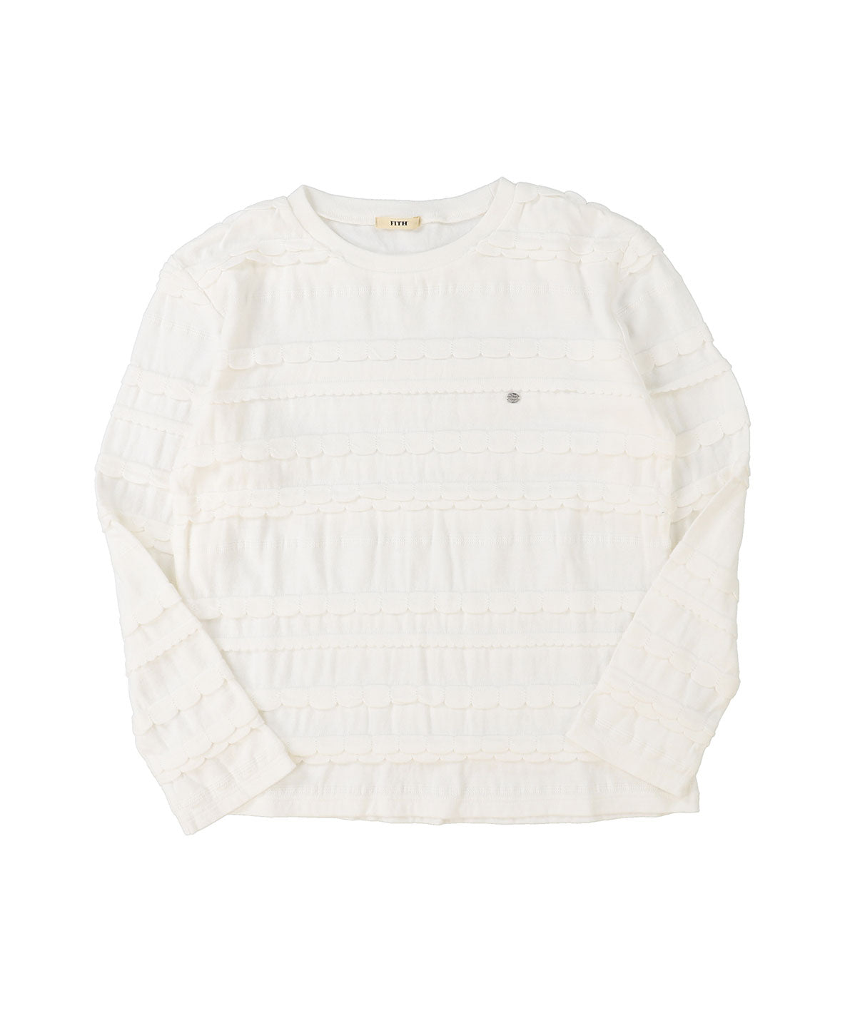 Scalloped Jacquard Long Sleeve Tee(LADIES)