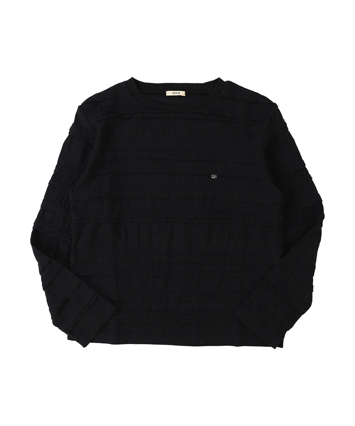 Scalloped Jacquard Long Sleeve Tee(LADIES)