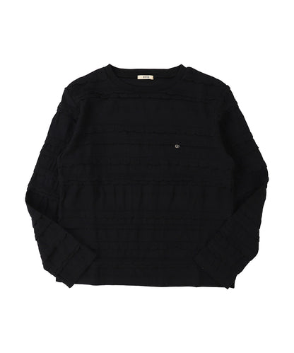 Scalloped Jacquard Long Sleeve Tee(LADIES)