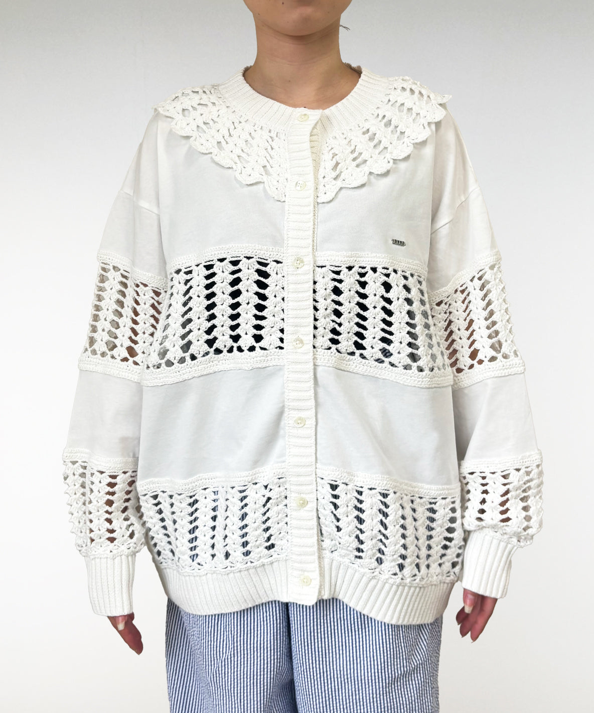 Smooth Cotton Jersey and Knit Cardigan