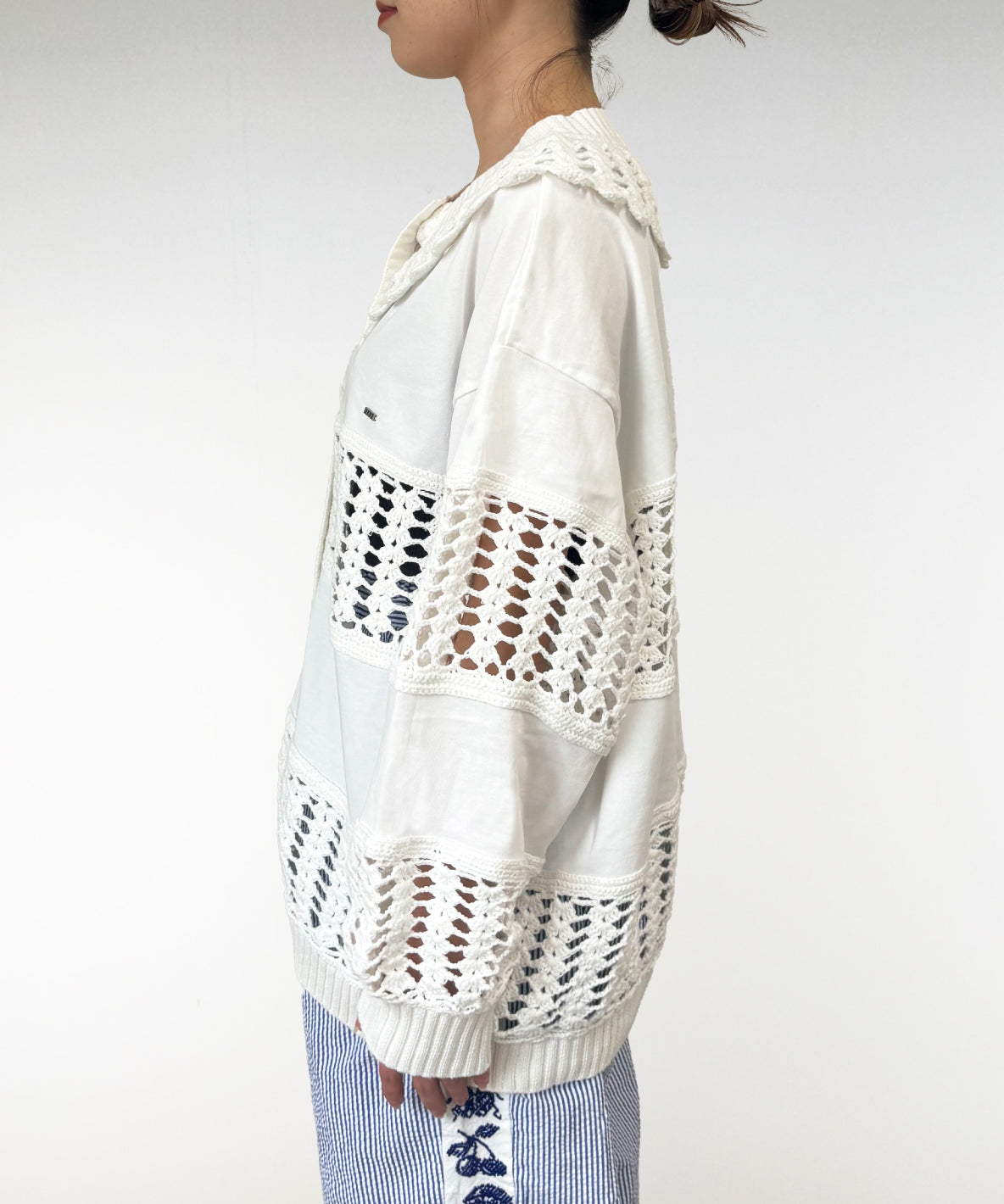 Smooth Cotton Jersey and Knit Cardigan