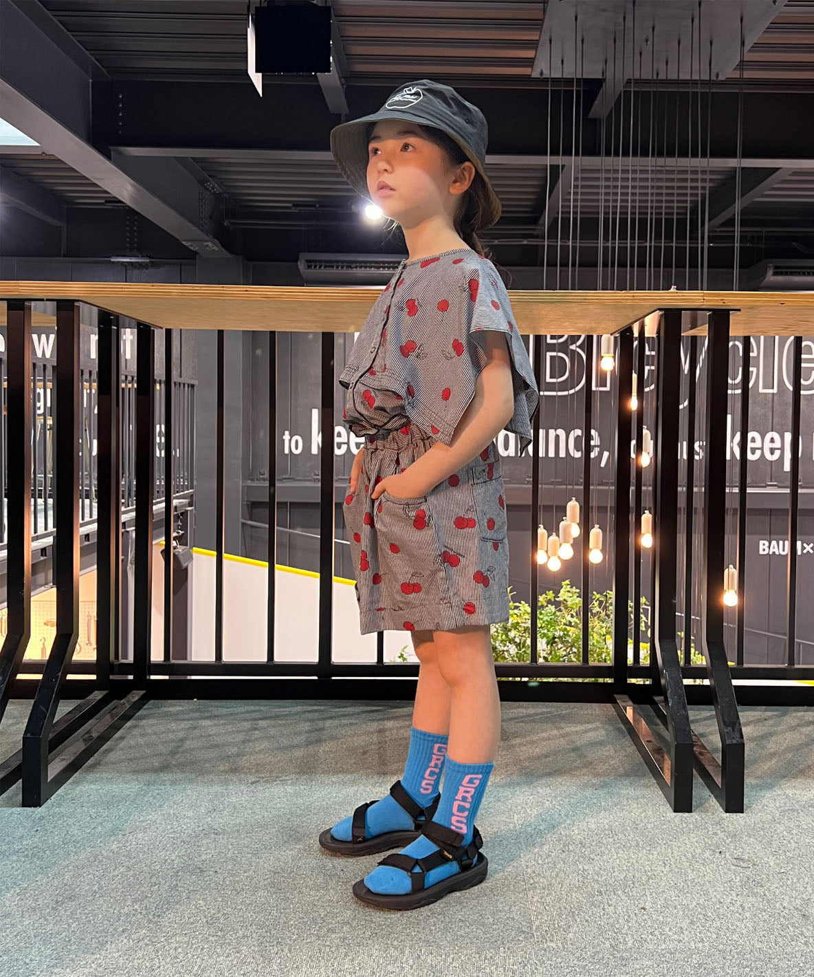 Checked and Cherry Cape Blouse