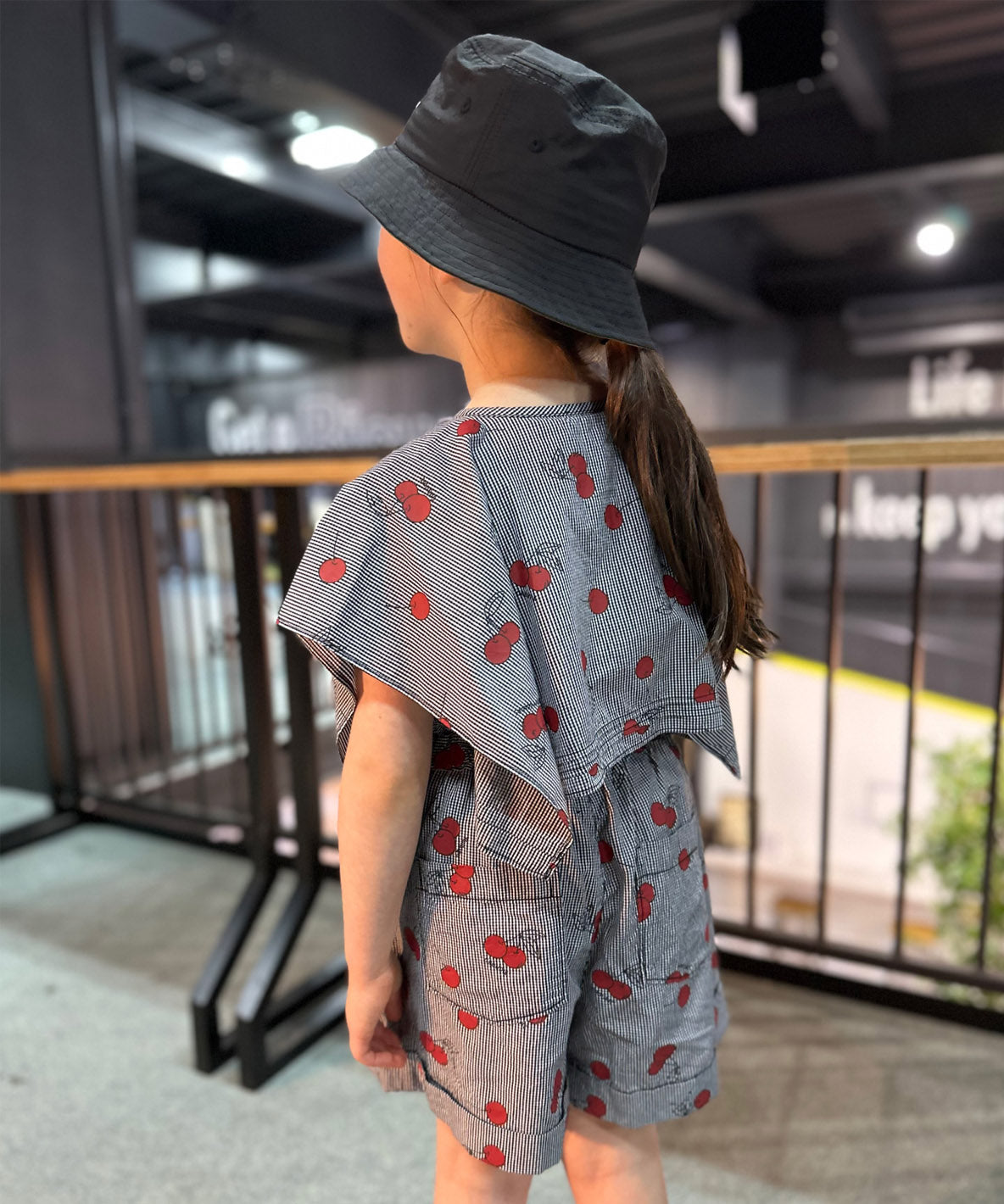 Checked and Cherry Cape Blouse